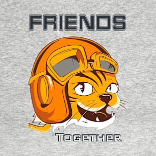 Tiger wearing vintage flying helmet's and goggles. T-Shirt